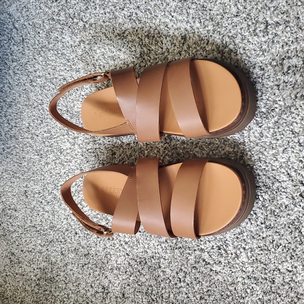 Sperry Brown Strappy Platform Sandals